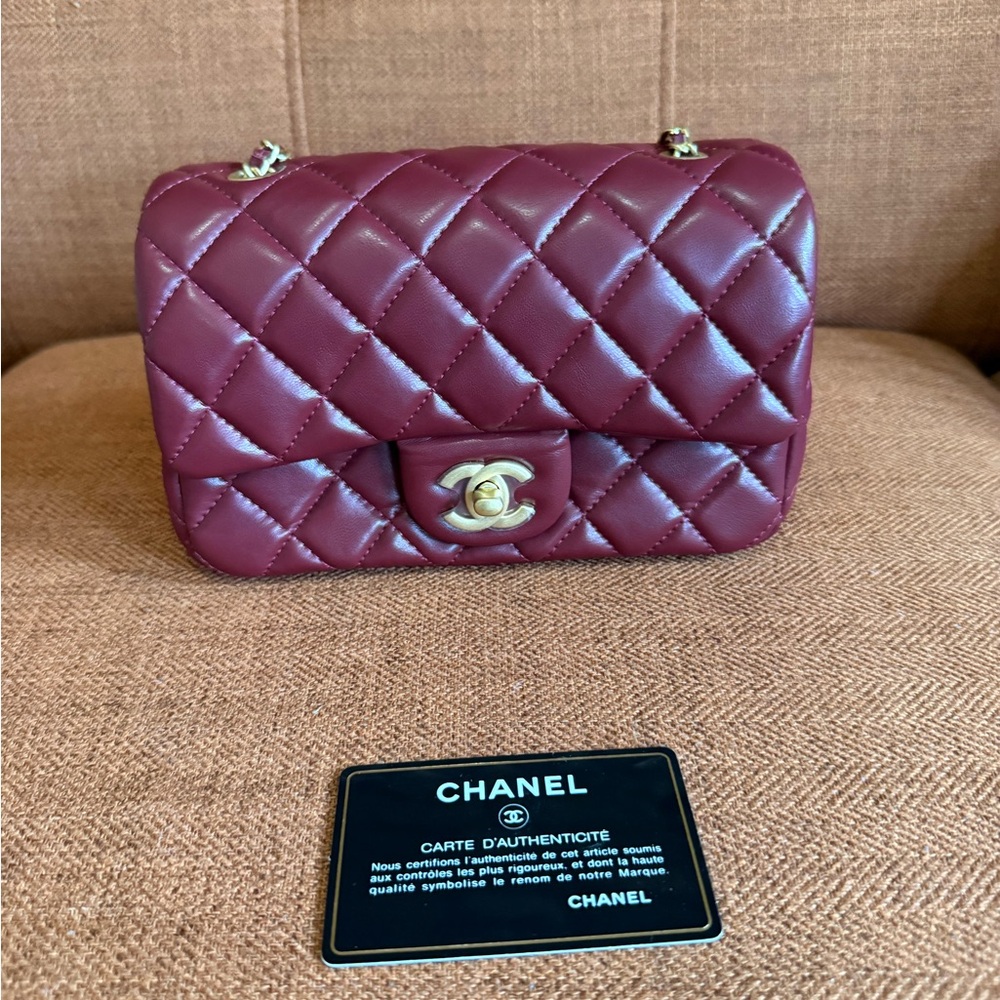 CHANEL Plum Quilted Mini Bag